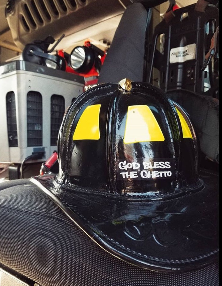 GOD BLESS THE GHETTO HELMET DECAL