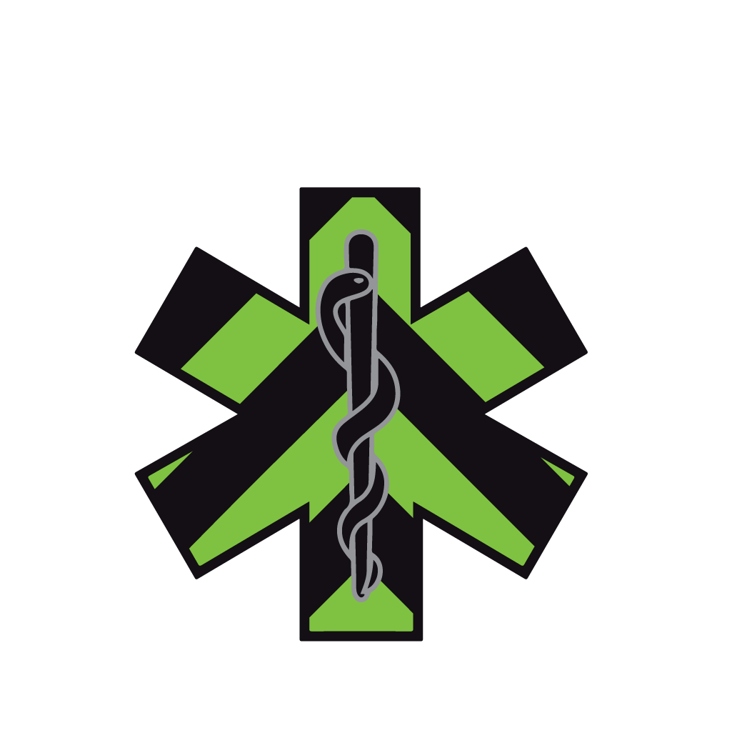 BLACK & GREEN CHEVRON STAR OF LIFE REFLECTIVE WINDOW DECAL