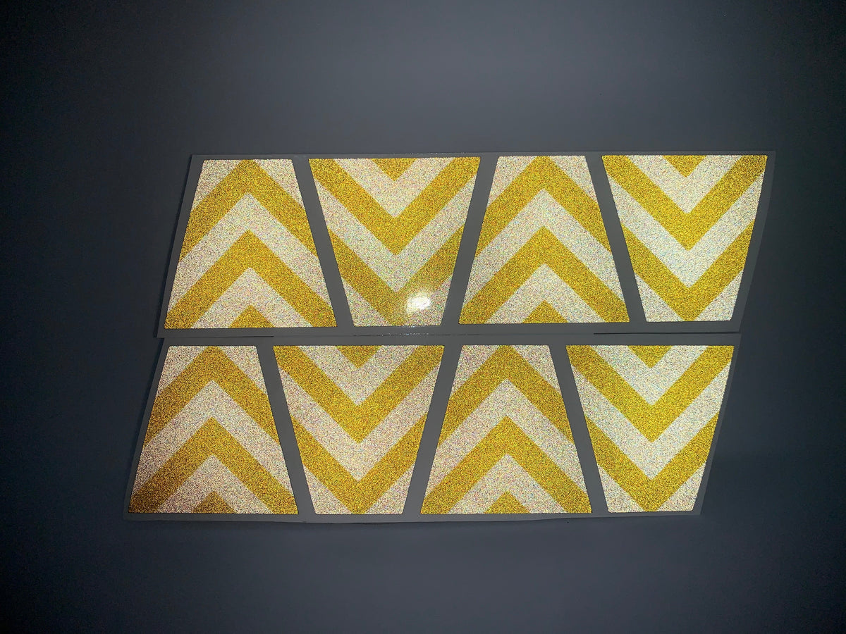 BLACKED OUT BLACK AND YELLOW CHEVRON REFLECTIVE HELMET (TET) TETRAHEDRON 8 PACK
