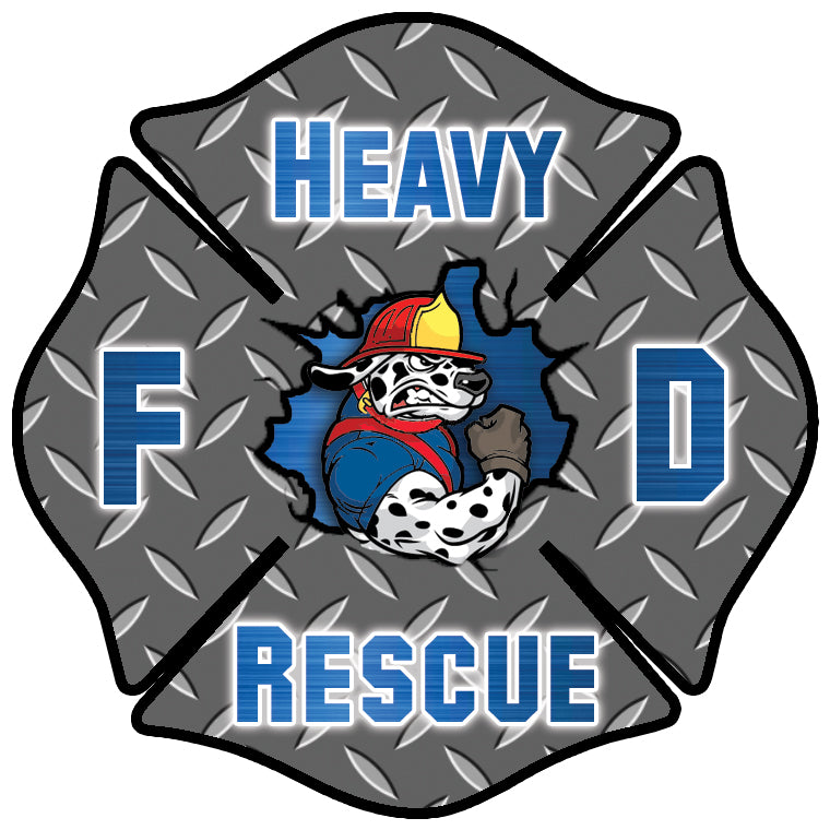 BLUE HEAVY RESCUE FIREFIGHTER WINDOW DECAL