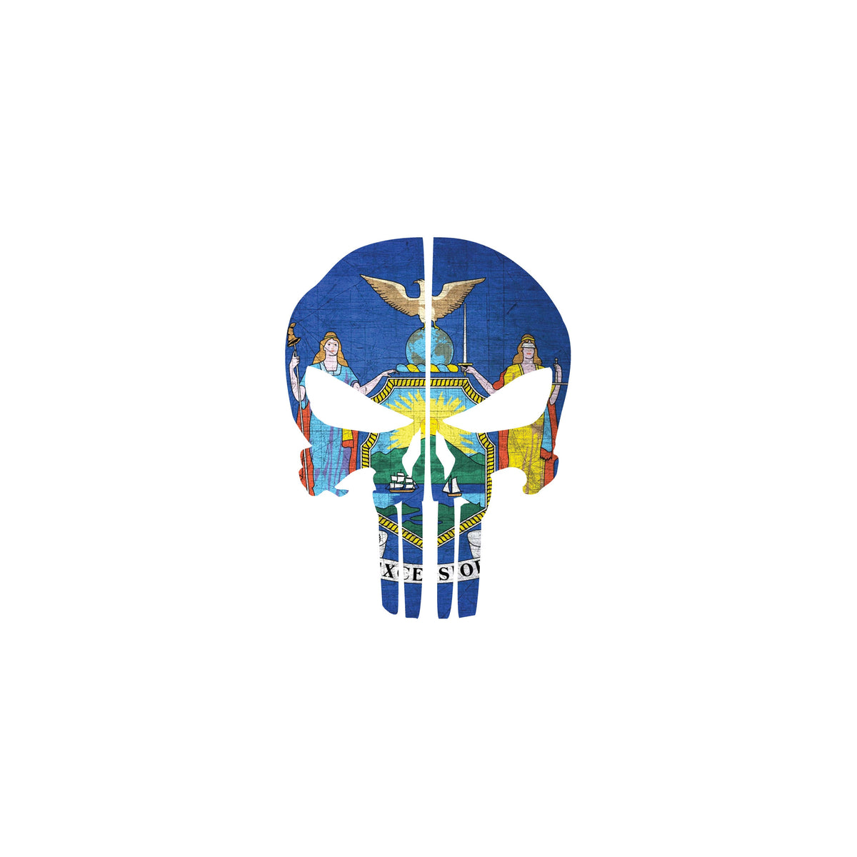 NEW YORK FLAG PUNISHER SKULL REAR HELMET REFLECTIVE HELMET DECAL