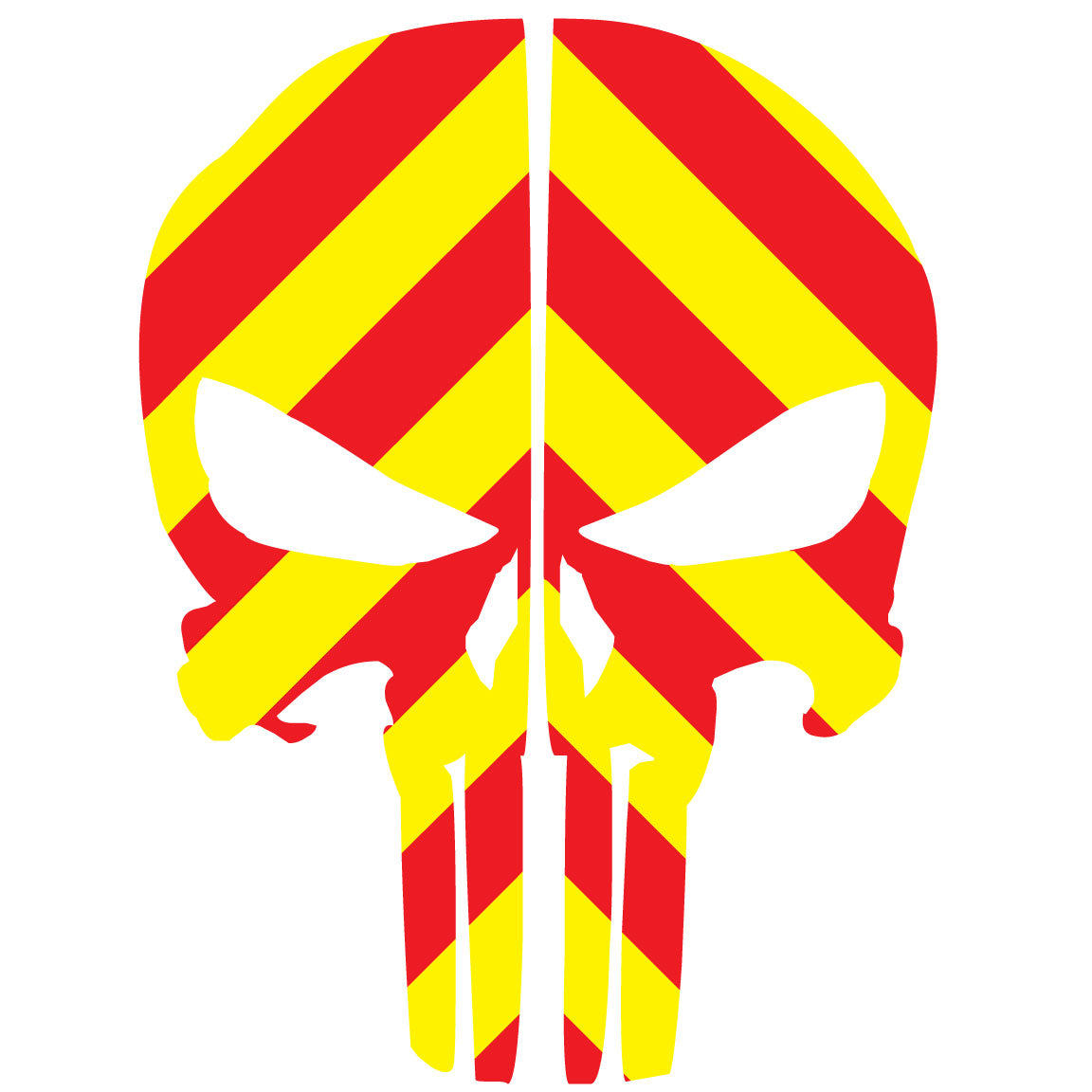 PUNISHER SKULL RED & YELLOW CHEVRON REAR HELMET REFLECTIVE HELMET DECAL