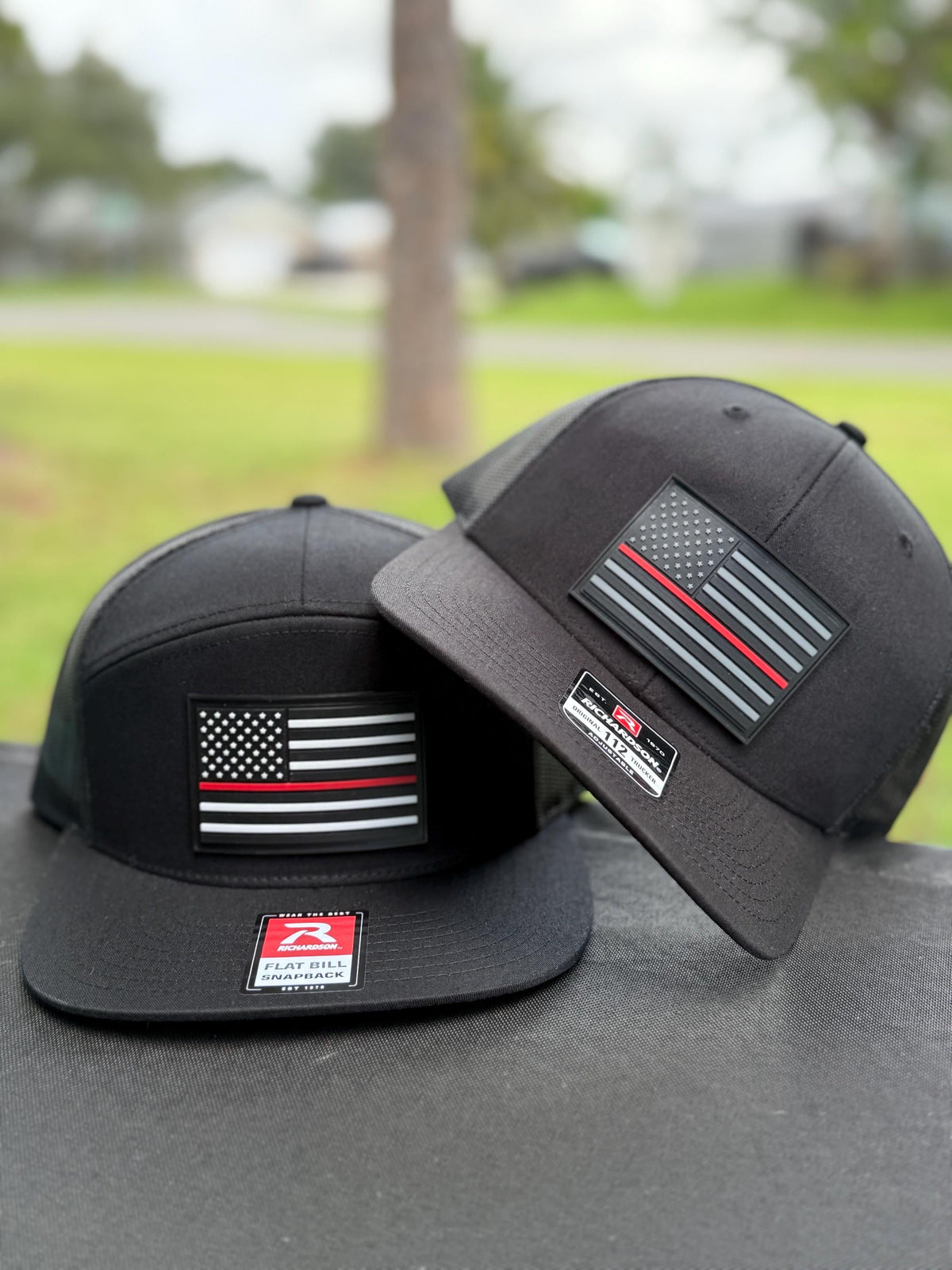 Thin Red Line American Flag PVC Patch Hat