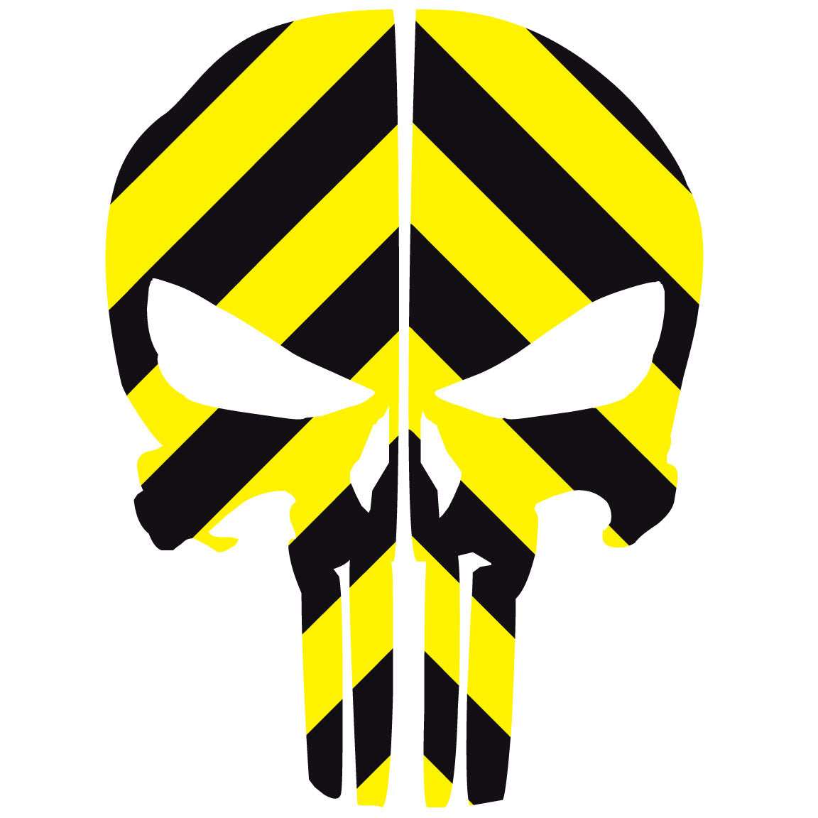 PUNISHER SKULL BLACK & YELLOW CHEVRON REAR HELMET REFLECTIVE HELMET DECAL