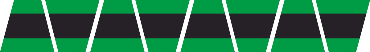 GREEN & BLACK TRIPLE STRIPE REFLECTIVE HELMET (TET) TETRAHEDRON 8 PACK