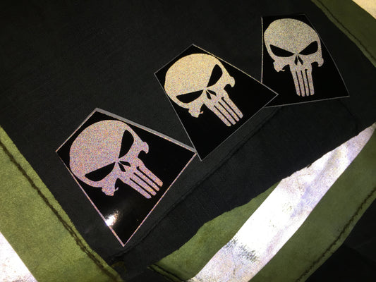 BLACKED OUT PUNISHER SKULL REFLECTIVE HELMET (TET) TETRAHEDRON