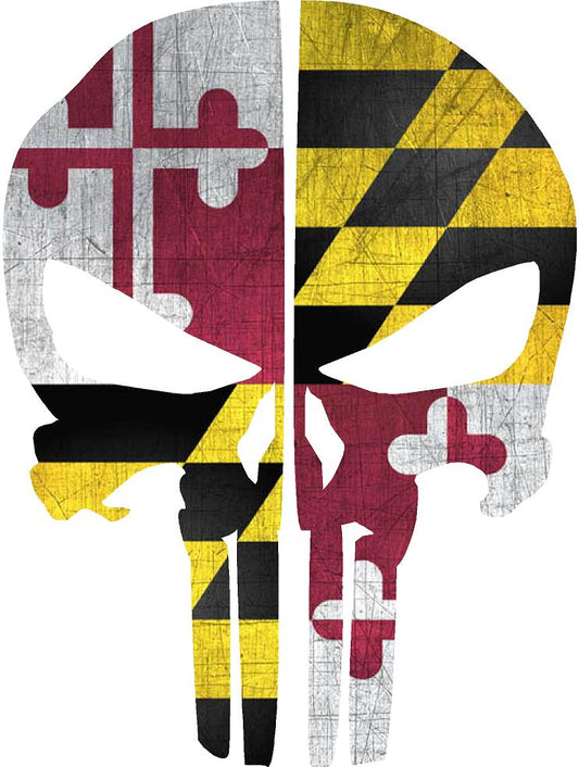 MARYLAND FLAG PUNISHER SKULL REAR HELMET REFLECTIVE HELMET DECAL