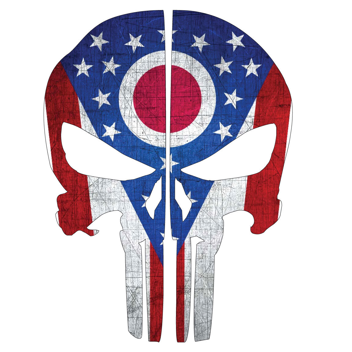 OHIO FLAG PUNISHER SKULL REAR HELMET REFLECTIVE HELMET DECAL