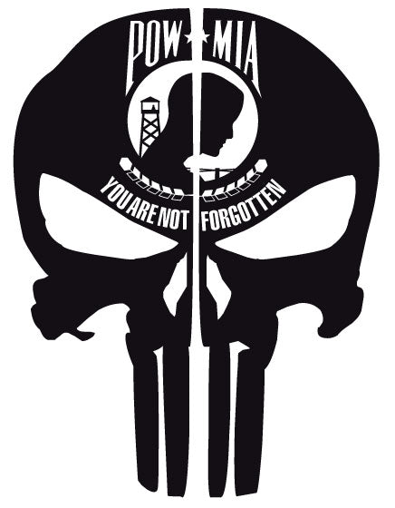POW MIA FLAG PUNISHER SKULL REAR HELMET REFLECTIVE HELMET DECAL