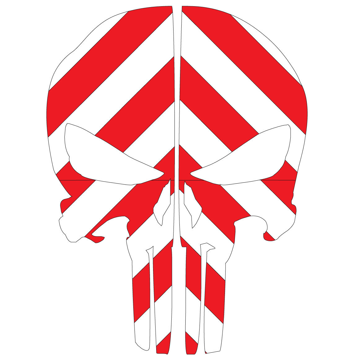 PUNISHER SKULL RED & WHITE CHEVRON REAR HELMET REFLECTIVE HELMET DECAL