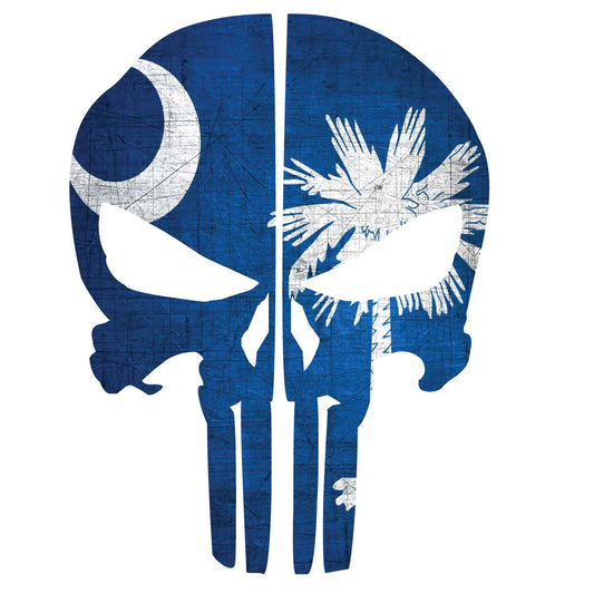 SOUTH CAROLINA FLAG PUNISHER SKULL REAR HELMET REFLECTIVE HELMET DECAL