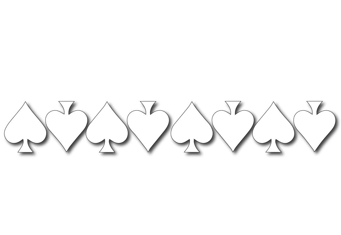 WHITE REFLECTIVE ACE OF SPADE HELMET DECAL 8 PACK